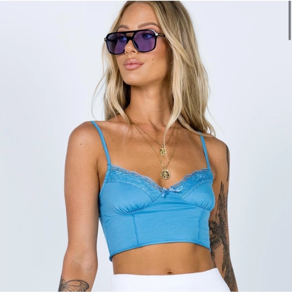 Princess Polly Simple Things Crop Top Blue size 2